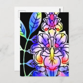 Neon Blume Postkarte (Vorne/Hinten)