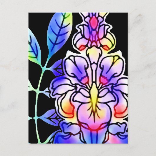 Neon Blume Postkarte (Vorderseite)