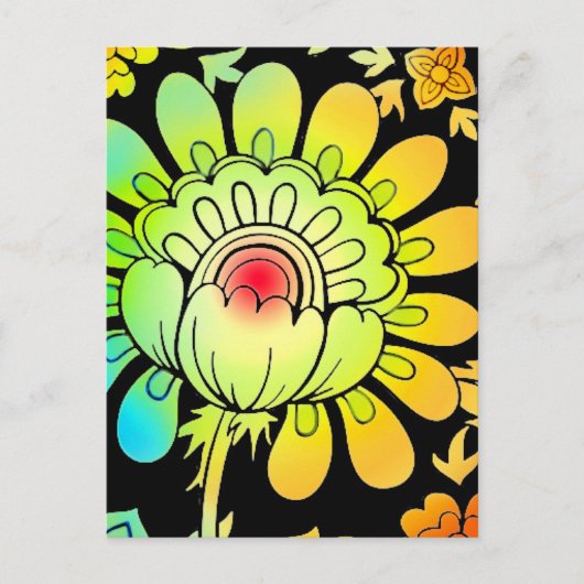 Neon Blume Postkarte (Vorderseite)