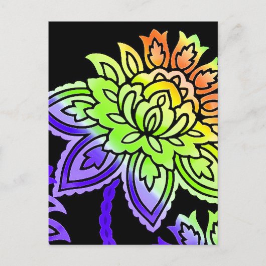 Neon Blume Postkarte (Vorderseite)
