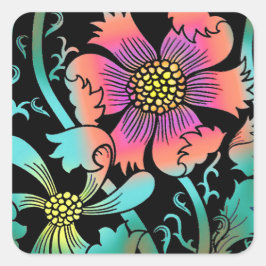 Neon Blume Quadratischer Aufkleber