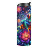 Neon-Blumen-Frosch-Botanik Thermosbecher (Nach links gedreht)