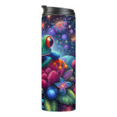 Neon-Blumen-Frosch-Botanik Thermosbecher (Nach rechts gedreht)