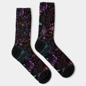 Neon-Blumen-Schmetterling-Crew-Socken Socken (Rechts)