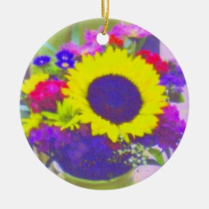 Neon-Blumenstrauß-Ornament Keramikornament