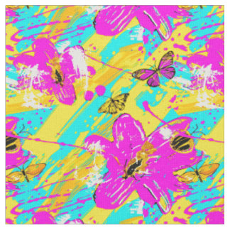 Neon Blüten-Splash Stoff
