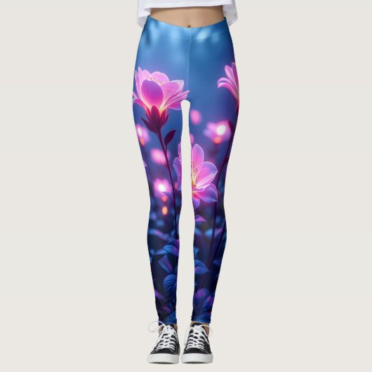 Neon-Blüten-Träume Leggings (Vorderseite)