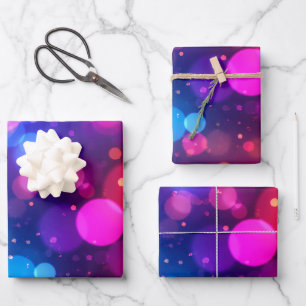 Neon-Bokeh-Lichter abstrakt Geschenkpapier Set