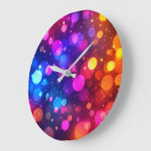 Neon-Bokeh-Lichter abstrakt Große Wanduhr (Winkel)