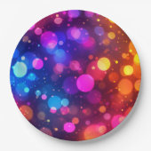 Neon-Bokeh-Lichter abstrakt Pappteller (Vorderseite)