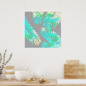Neon Botanical Blätter on Gray Poster (Küche)