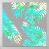 Neon Botanical Blätter on Gray Poster (Vorne)