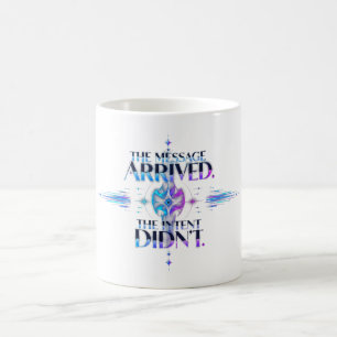 Neon-Botschaft & Bedeutung – Futuristisches Cyan V Kaffeetasse