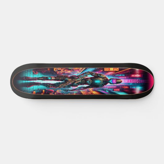 Neon Bounty: Cyber Hunter Skateboard (Horizontal)