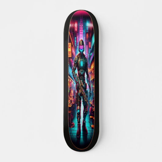 Neon Bounty: Cyber Hunter Skateboard (Vorne)