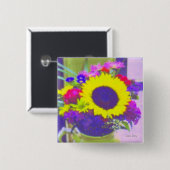 Neon Bouquet Square Button (Vorne & Hinten)