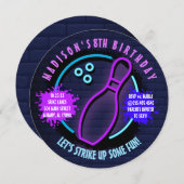 NEON BOWLING BALL RUNDE Geburtstagsparty Einladung (Vorne/Hinten)