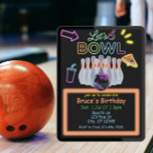 Neon Bowling Birthday Einladung