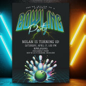 Neon Bowling Birthday Einladung