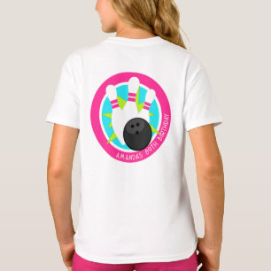 Neon Bowling Event-Shirt mit Name auf der Vorderta T-Shirt