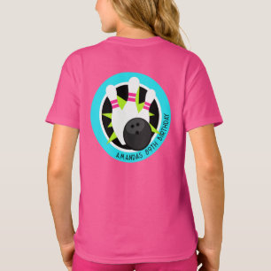 Neon Bowling Event-Shirt mit Name auf der Vorderta T-Shirt