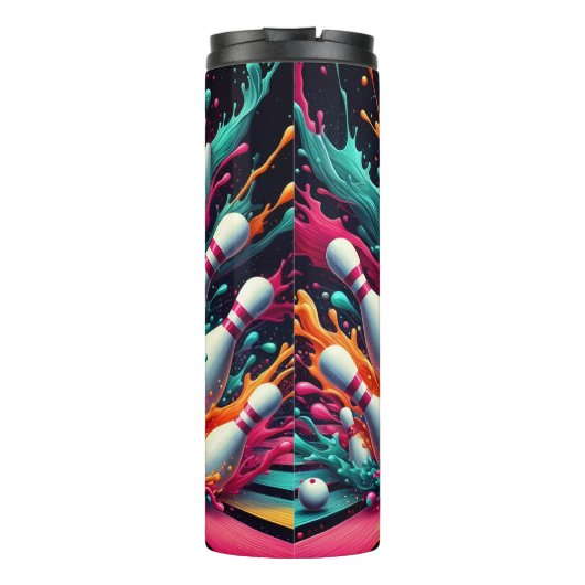 Neon Bowling Explosion Splash Thermosbecher (Rückseite)