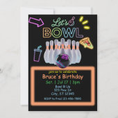 Neon-Bowling-Geburtstag Einladung (Vorderseite)