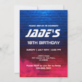 Neon Bowling macht Geburtstag Spaß Einladung (Rückseite)