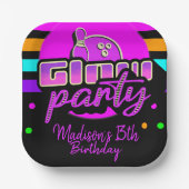 Neon-Bowling-Party-Bash-Geburtstagsfeier Pappteller (Vorderseite)
