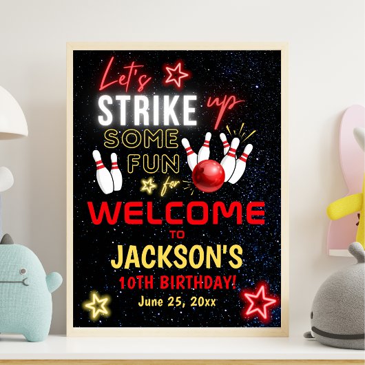 Neon Bowling party for Kids Poster