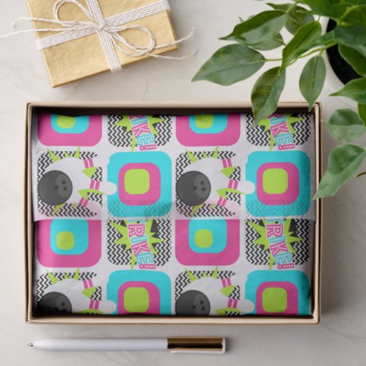 Neon Bowling Zickzack Wrapping Tissue Paper Seidenpapier (Geschenk)
