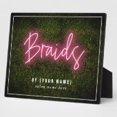 Neon Boxwood Hair Salon Beruflich Braids Plaque Fotoplatte (Seite)
