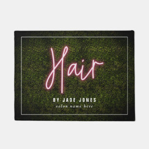 Neon Boxwood Hair Salon Cosmetologist Business Fußmatte