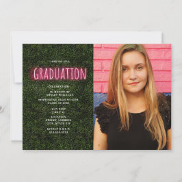 Neon Boxwood Print Abschluss Foto Einladung
