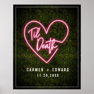 Neon Boxwood Til Death Neon Heart Wedding Willkomm Poster