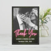 Neon Boxwood Wedding Foto Dankeskarte (Stehend Vorderseite)