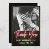 Neon Boxwood Wedding Foto Dankeskarte (Vorne/Hinten)