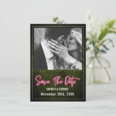 Neon Boxwood Wedding Foto Save The Date (Stehend Vorderseite)