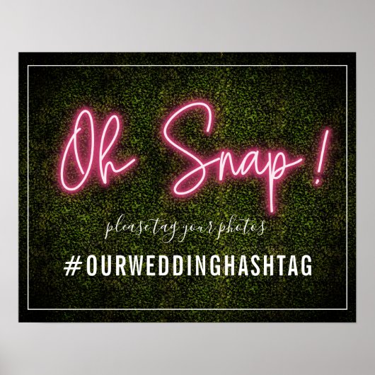 Neon Boxwood Wedding Hashtag Sign Poster (Vorne)