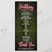 Neon Boxwood Wedding Program Programm (Rückseite)