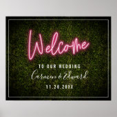 Neon Boxwood Wedding Willkommen Poster (Vorne)