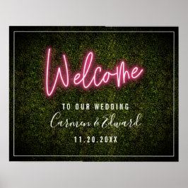 Neon Boxwood Wedding Willkommen Poster