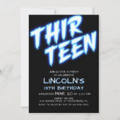 Neon Boys Pool Einladung zum 13. Geburtstag (Vorderseite)