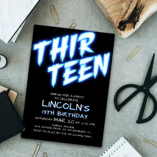 Neon Boys Pool Einladung zum 13. Geburtstag