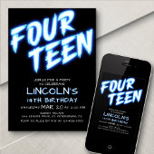 Neon Boys Pool Einladung zum 14. Geburtstag