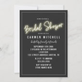 Neon Brautparty White Sign Grau Hintergrund Einladung (Vorderseite)