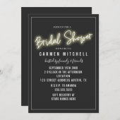 Neon Brautparty White Sign Grau Hintergrund Einladung (Vorne/Hinten)