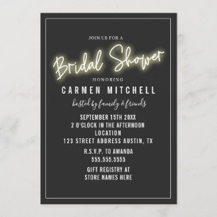 Neon Brautparty White Sign Grau Hintergrund Einladung