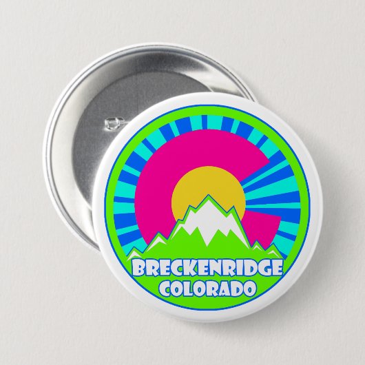 Neon Breckenridge Colorado Flag Knopf platzen Button (Vorne & Hinten)