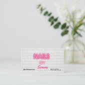 Neon & Brick Background Nail Artist Business Card Visitenkarte (Stehend Vorderseite)